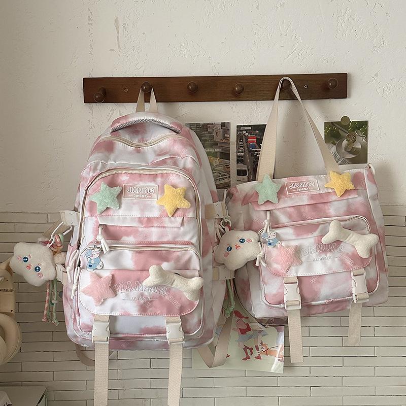 New High-value Personalized Graffiti Tie-dye Backpack, Lightweight and Large-capacity Backpack for Junior High School Students