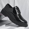 Men's Shoes Glossy Leather Shoes Men's Casual Shoes Young Men's Suit Leather Shoes Black Round Head Leather Shoes Trendy Shoes