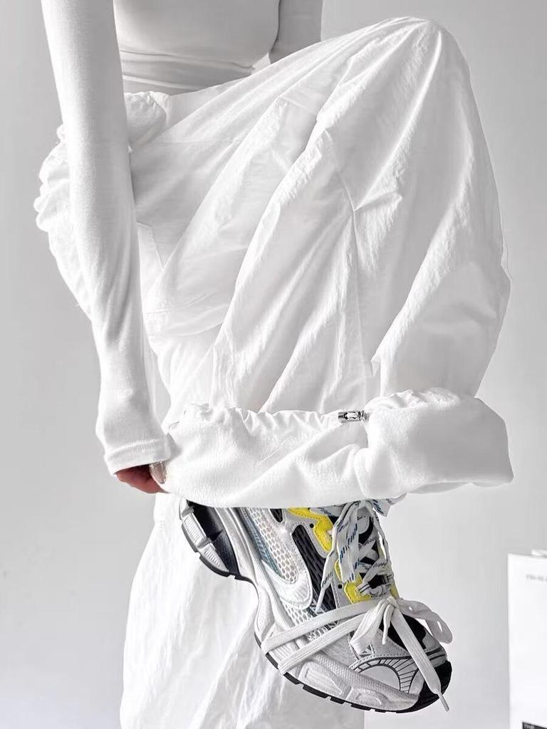Pantaloni larghi plissettati stile coreano da donna per street dance per primavera/estate