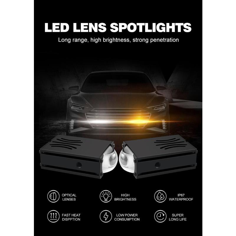 Car Mesh Light Mini Matrix Laser Headlight Mesh Grid Light Yellow And White Led Motorcycle Spotlights