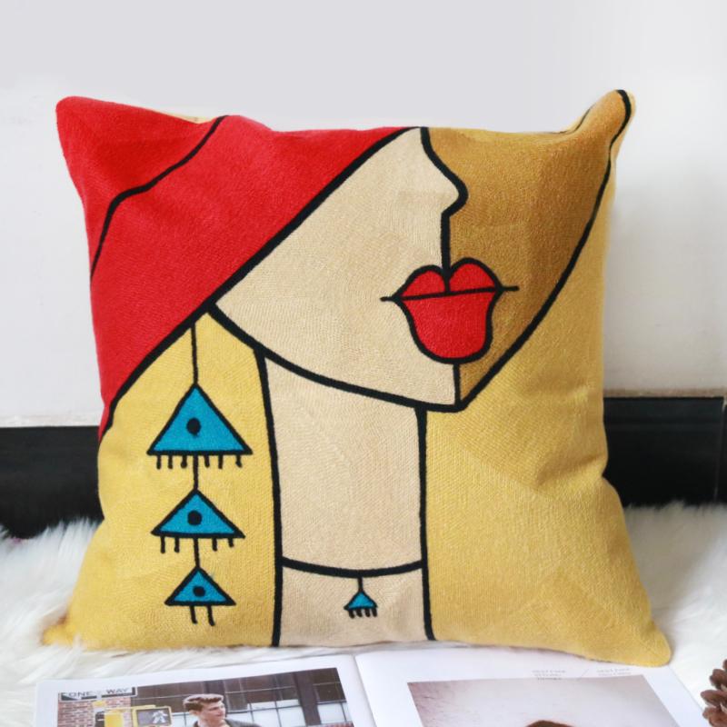 Picasso Embroidered Decorative Throw Pillowcases Abstract Creative Decoration for Home Sofa Pillow Cover