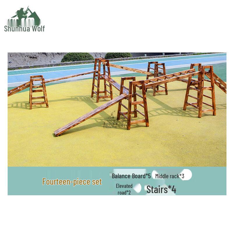 Shunhua Lang Outdoor Carbonized Wood Climbing & Balance Beam Training Set