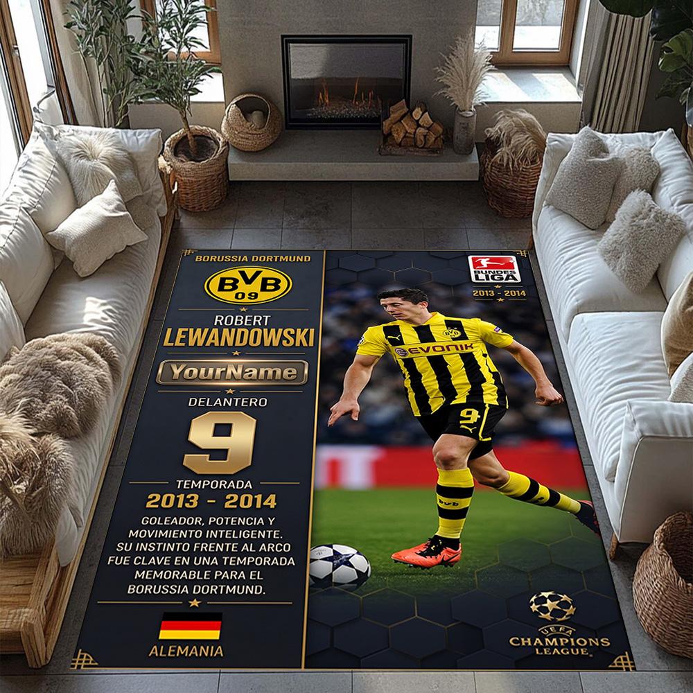 Borussia Dortmund Personalized Name Floor Rug Office Rug Perfect for Hallway Dining Room Dormitory Playrooms Antislip Carpet Decorate Offices