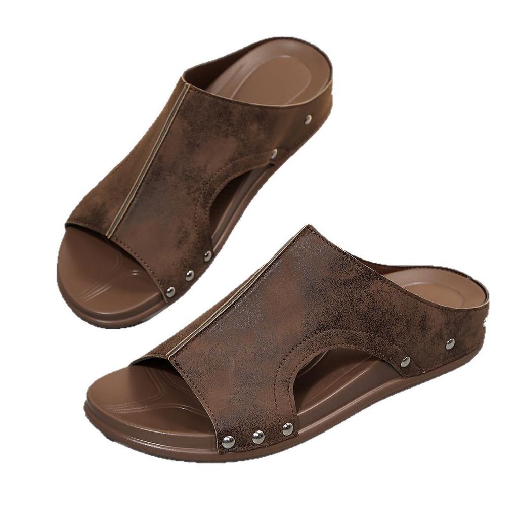 Large Size Wedge Slippers Women's Summer New Rivet Sandals Outer Slippers