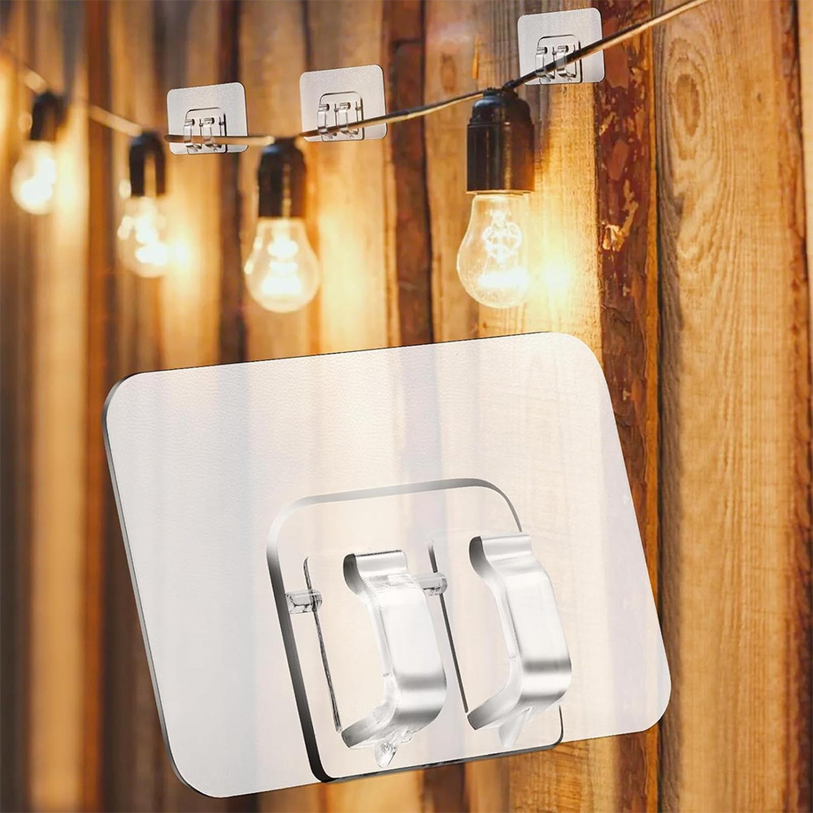 

Уличный крючок для гирлянды - 100 обертываний с клейкой полоской - без повреждений, без инструментов, , идеально подходит для украшения патио One Size