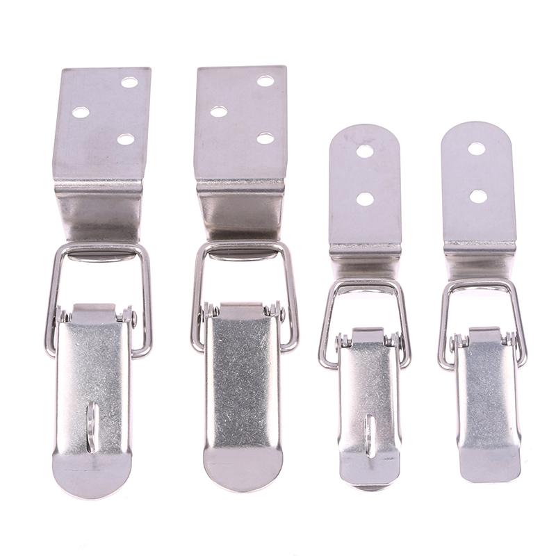 90 Degrees Duck-Mouth Buckle Hook Lock Stainless Steel Spring Loaded Draw Toggle Latch Clamp Clip Silver Hasp Latch Catch Clasp