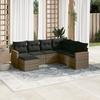 7 piece Garden Sofa Set with Cushions Grey Poly Rattan