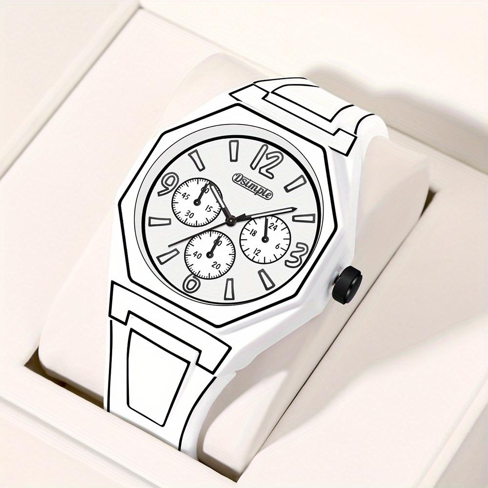 

Preppy Style Quartz Wrist Watch - Round Dial, Electronic Drive, Silicone Strap, Unisex, Holiday Gifts(Gift box does not include)