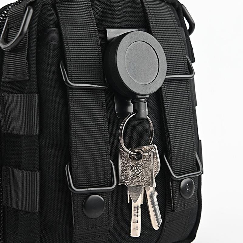 Retractable Keychain Badge Holder Reel With Multitool Carabiner Clip Heavy Duty Key Ring Steel Wire Lanyard Name Tag Stationery