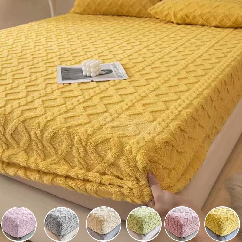 Flannel Fleece Bed Sheet for Winter Warm sofa bed matrimonial Coral Fleece Fluffy Fitted Sheets for Double Beds Sheets
