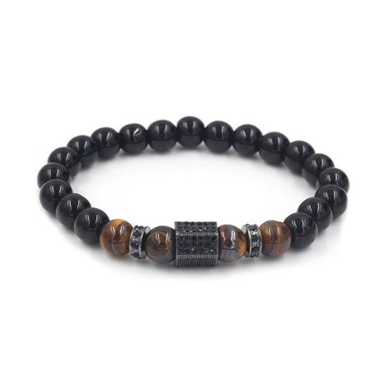 

Мужской браслет, винтажный изысканный браслет с поддельными хрустальными бусинами, ювелирные аксессуары, повседневная одежда прохладный черный