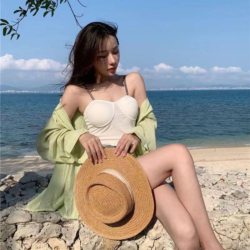 Thin Long Sleeve Sunscreen Shirt Woman Back Split Lace Up White Shirts Women Casual Loose Holiday Beach Blouse