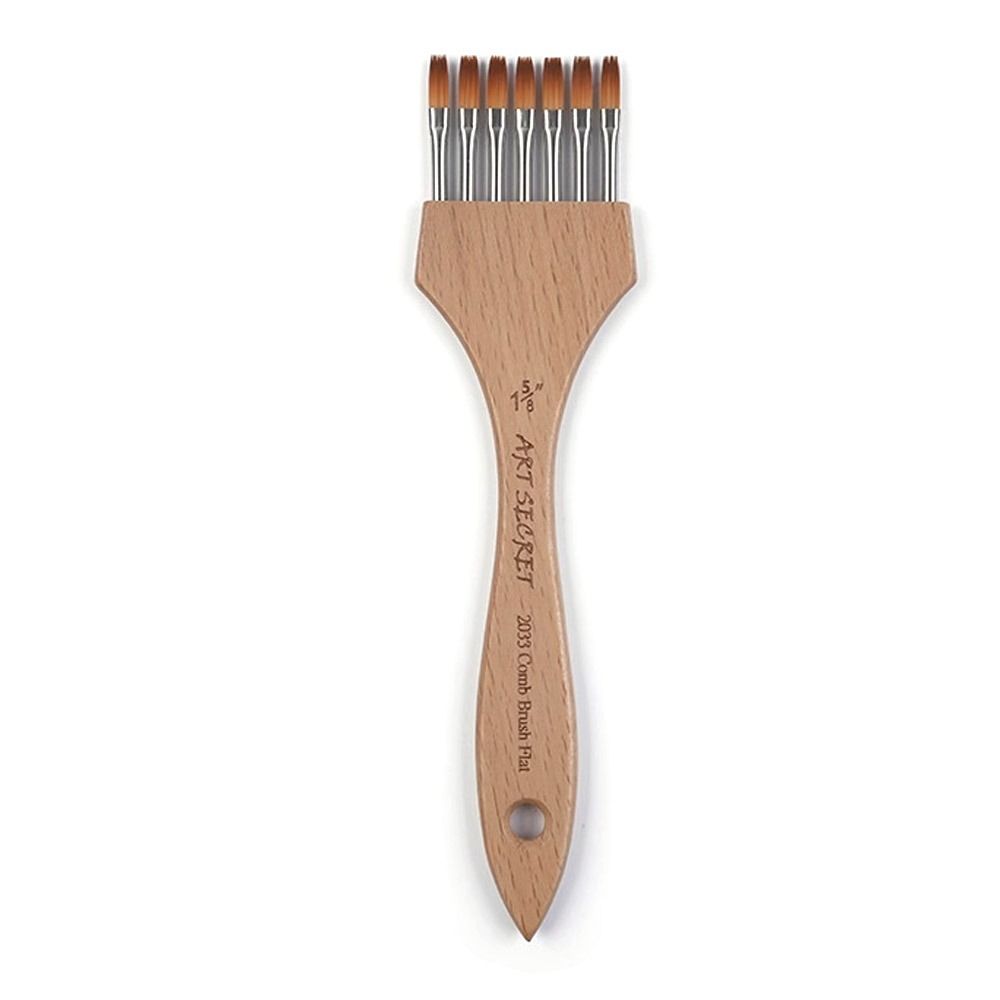 Bamboo Handle Multi-Tooth Comb Brush Round/Flat Acrylic Paint Brush High-quality Watercolor Brush