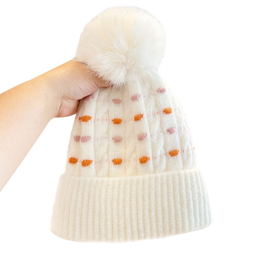 Fashion Warm Winter Hat Ear Protection Thickened Knitted Cap Casual Elastic Pompoms Hat Outdoor белый