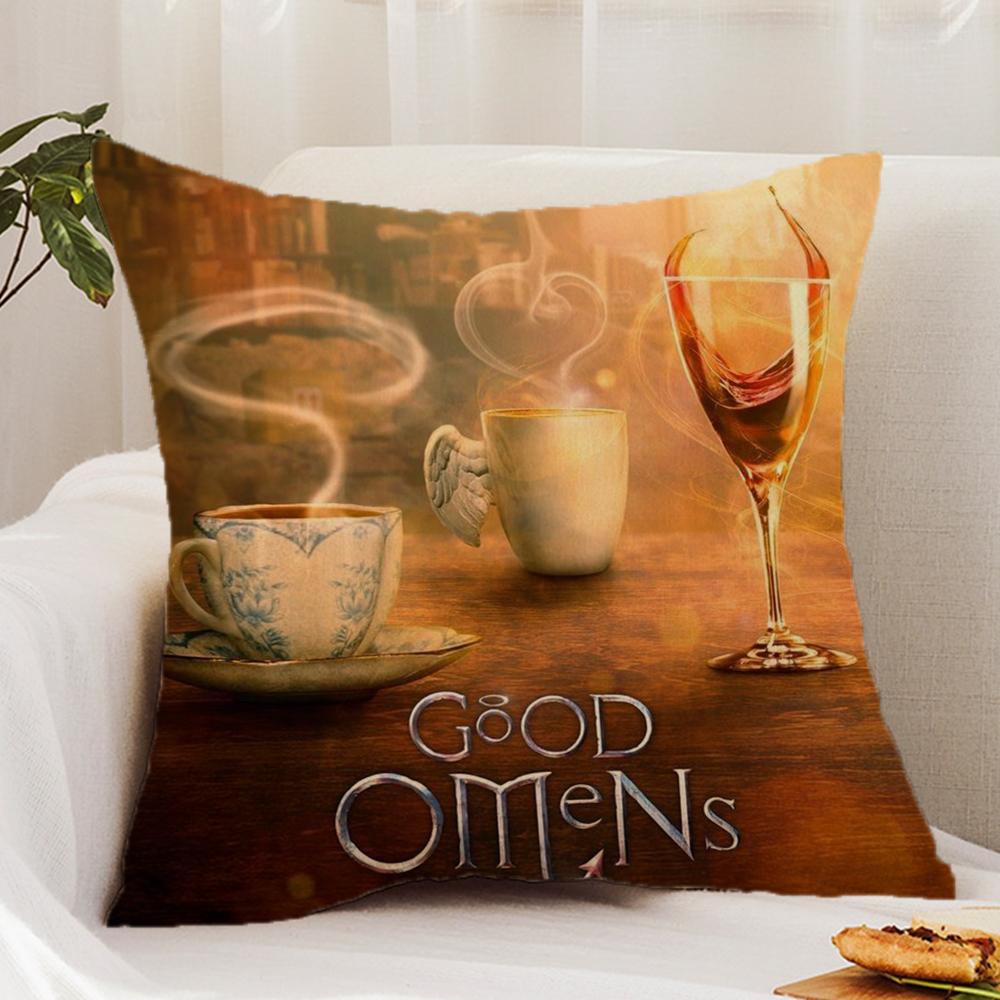 Tv G-Good O-Omens Cushion Cover Premium Comfort Reversible Pillow Cover - Dual - Use Design for Home & Car