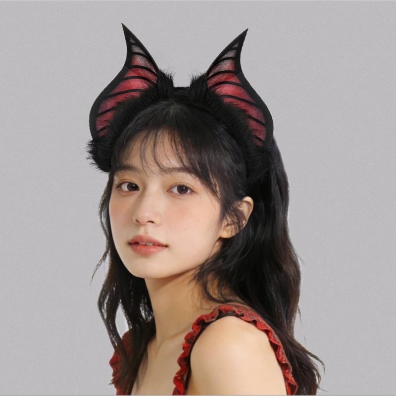 Furry Plush Bat Ear Headband For Adult Kids Cosplay Party Gathering Costume Accessories Hairhoop for Various Occasion