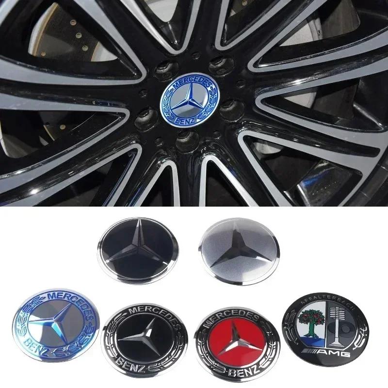 4Pcs 56mm Car Logo Wheel Hub Cap Stickers Aluminium Accessories For Mercedes Benz Amg W205 W211 W204 W212 W213 W203 W176 W221
