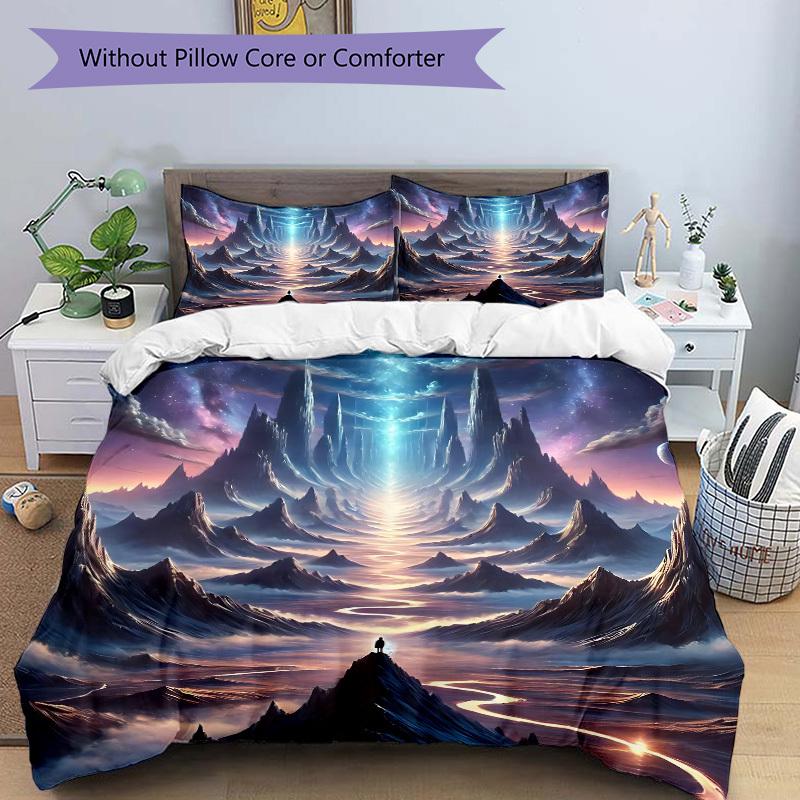 3pcs bedding set Mystical Landscape Includes 1 Comforter + 2 Pillowcases, Without Pillow Inserts, Soft Comfortable, Lightweight Breathable113