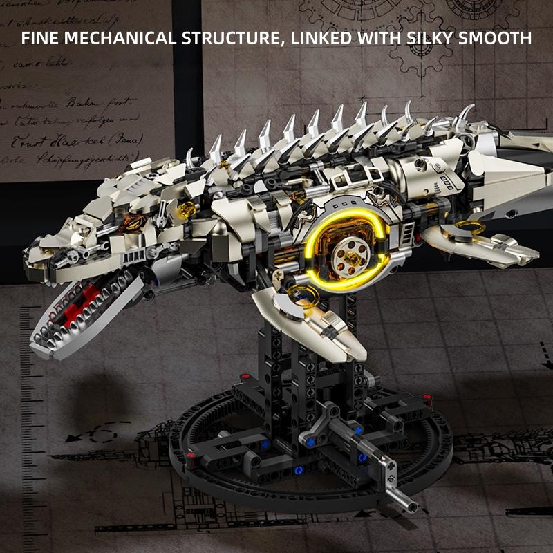 1413pcs Mechanical Mosasaurus Model Sea Dragon Building Blocks MOC linkage Assembly Bricks DIY birthday Christmas gifts