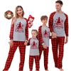 Men  Christmas Deer Plaid Prints Family Matching Long Sleeve Tops+Pants Set