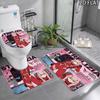 Franxx 3Pcs Flannel Toilet Mat Set Bathroom Rug Bath Carpet Non Slip Home Decor Toilet 3 Pcs Bathroom Textile Set