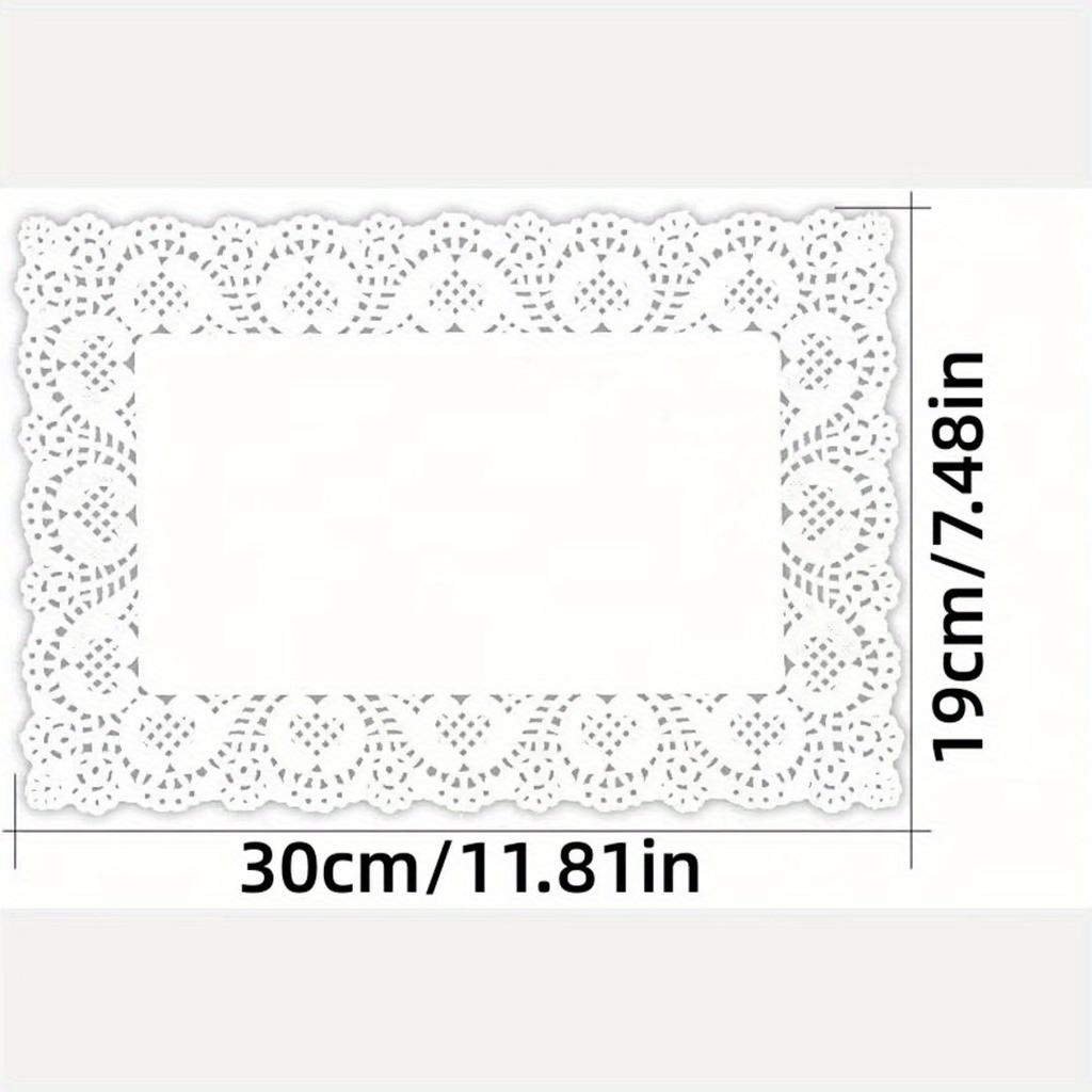 150Pcs Elegant White Lace Paper Doilies - Rectangular Flower Pattern, Disposable Food Placemats for French Fries, Fried Chicken