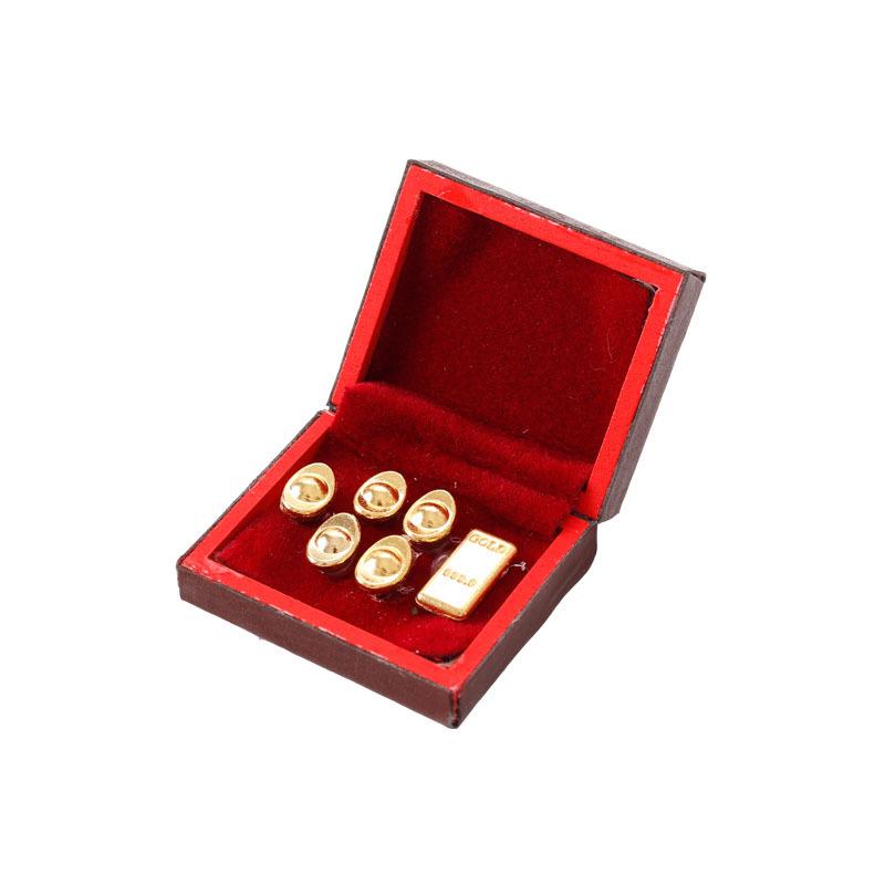 

1 Набір вінтажного футляра для прикрас 1:12 лялькових мініатюрних аксесуарів Міні-дерев яна скринька для прикрас Модельні іграшки Для декору лялькового будиночка