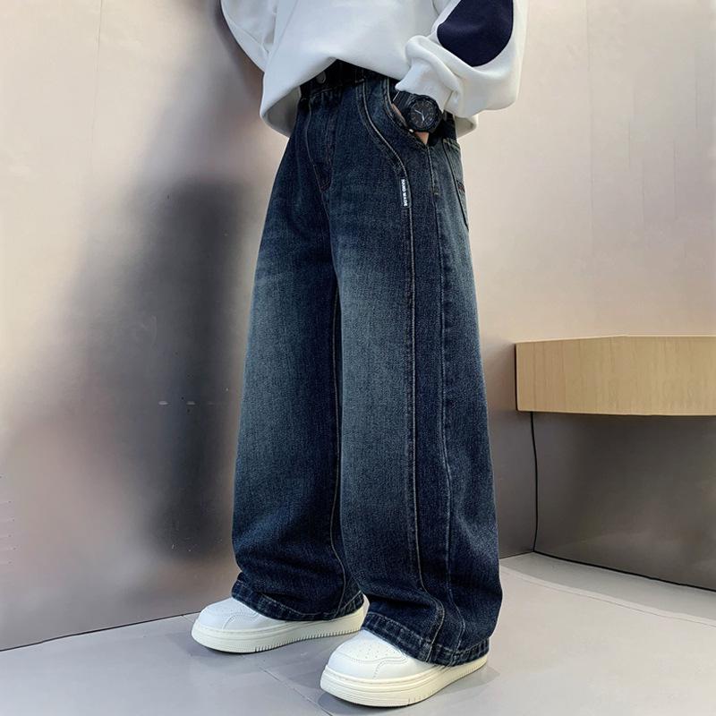 Chłopięce Jeansy Proste - Styl Koreański, Luźne Codzienne Spodnie Wiosenne (2026)