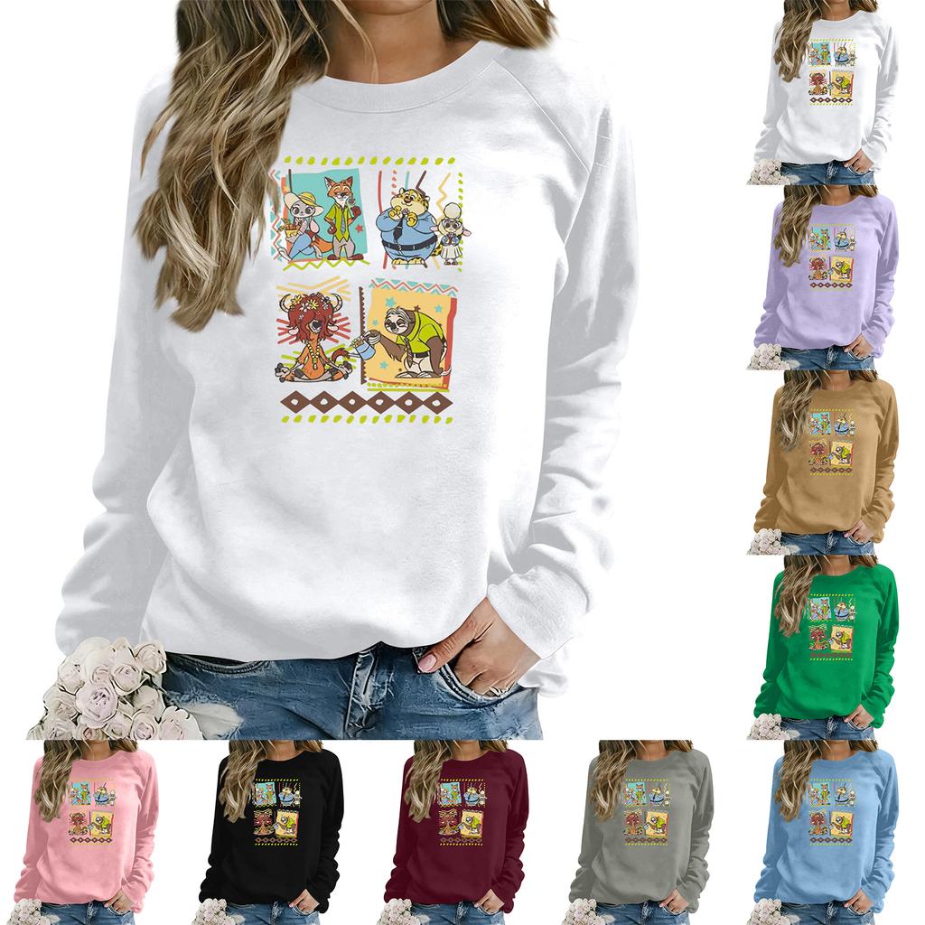 Hanorac larg casual de damă cu mânecă lungă și imprimeu