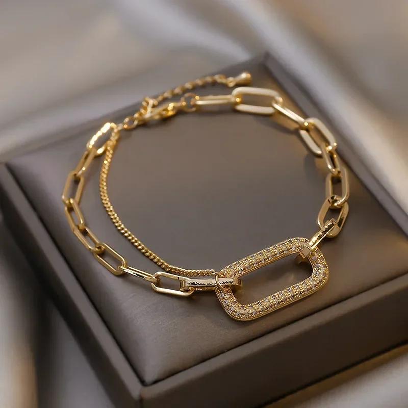 New Exaggerate Geometry Irregular Hollowed-Out Cross Open Mouth Bangle for Woman Adjustable Bracelet Paty Zircon Daily Wear
