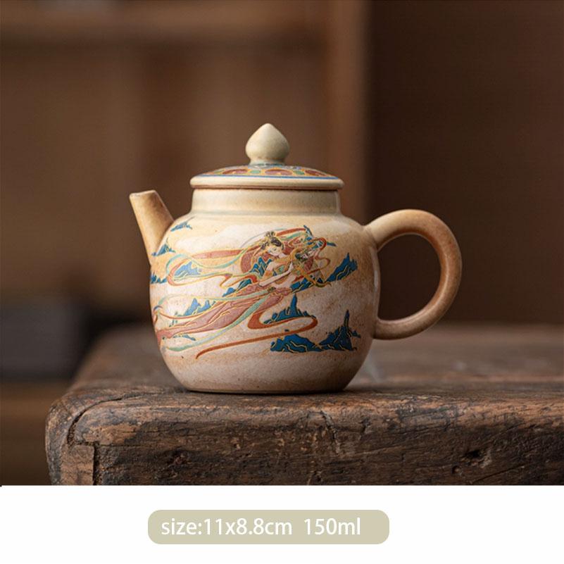 Chinese Exquisite Ceramic Teapot Ball Hole Filter Hand-painted Tea Pot Beauty Tea Infuser Kettle Portable Handmade Tea Set