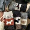 1/5pairs Plush Warm Puppy Socks Women Winter Color Block Mid Calf Soft Fluffy Fabric American Retro Cartoon Design Cozy Cotton