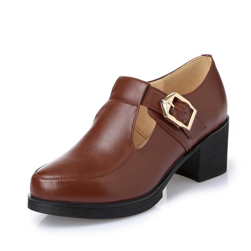 Fashion GKTINOO New 2024 Fashion Women Mary Janes High Heels For Ladies Work Shoes Platform Pumps Women Genuine Leather Shoes