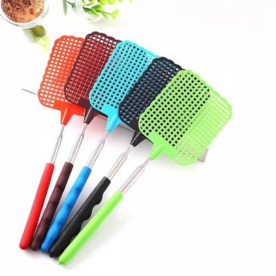 1/2pcsMini Retractable Plastic Fly Swatter; Stainless Steel Non-slip Handle; Summer Mosquito Swatter; Fly Killer For Home Garden