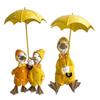 Holding Umbrella Duck Statue Outdoor Garden Yard Yellow Umbrella Duck Figurine Resin Animal Sculpture