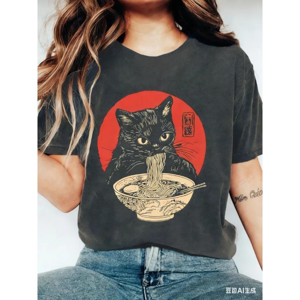 Summer Fashion Women's Animal 3D Printed T-shirt Comfortable Soft Breathable Loose Large Casual Sports Versatile Short Sleeve T-shirt