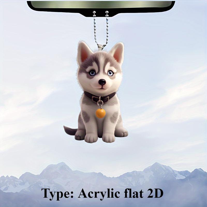 2D plat acrilic husky decorare mașini pandantive, genți și accesorii cheie pentru oglinzi retrovizoare interioare Decorare suspensie mașină Cadouri pentru prieteni