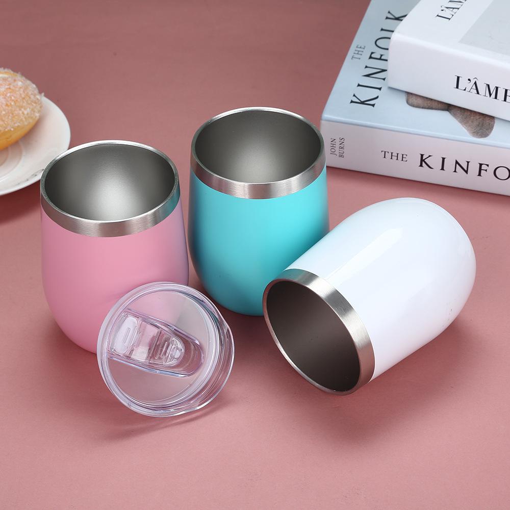 Portable Double-Layer 304 Stainless Steel Insulated Egg-Shaped Wine Glass – Stylish Red Outdoor Water Cup