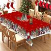 1Pc Custom Christmas New Year Tablecloths, Santa Claus, Snowman Christmas Tree Pattern Tablecloths, Christmas Party Tablecloths
