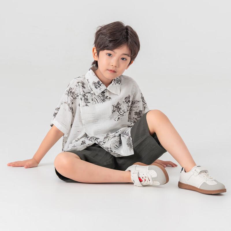 Boys' New Chinese Style Ink Wash Summer Two-Piece Set