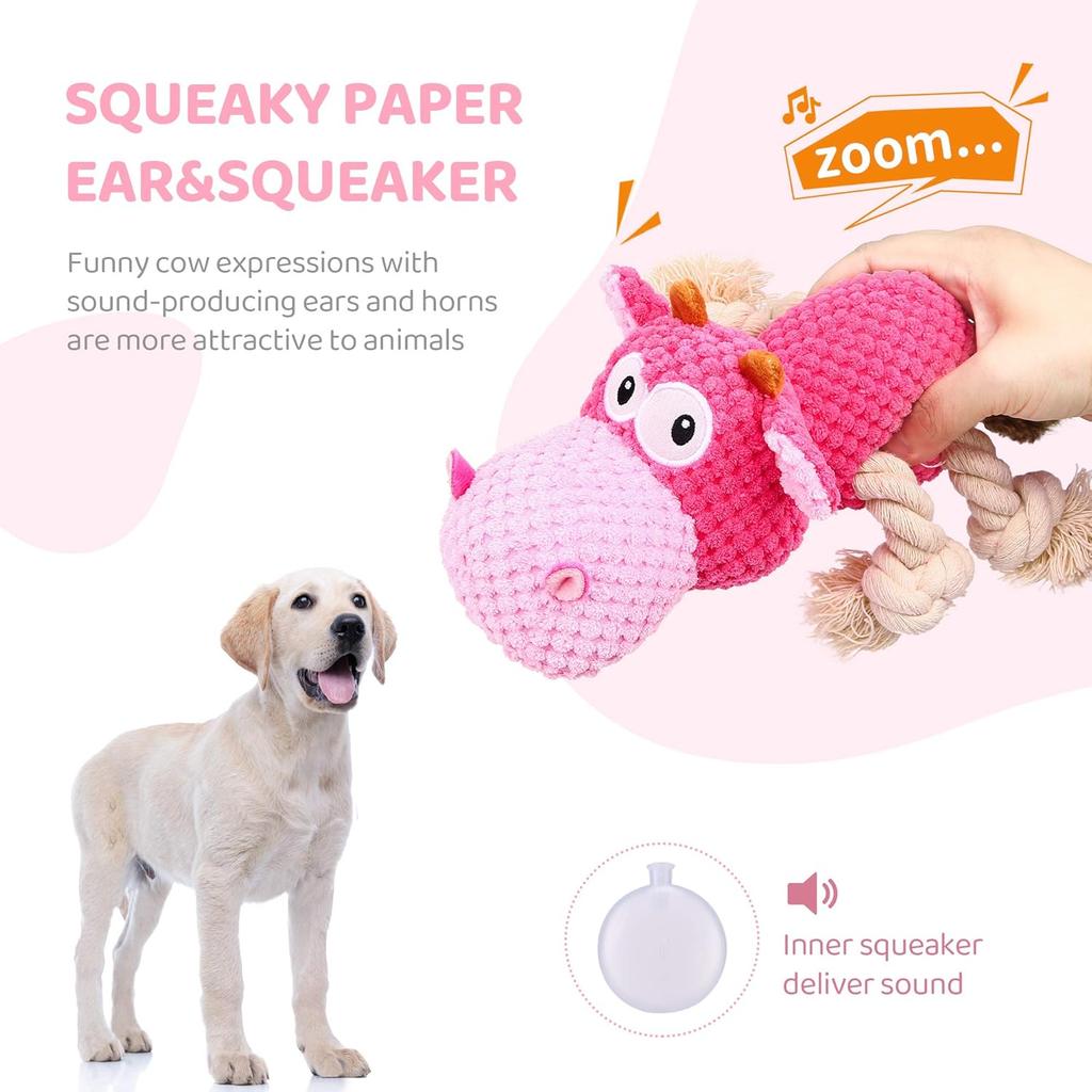 1pc Dog Plush Toy for Chewers, Dog Squeaky Toys,Stuffed Animals Toys with Cotton Material and Crinkle Paper,Durable Chewing Toys