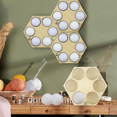 Honeycomb Golf Ball Display Holder Wall Mount Wooden Hexagonal Golf Ball Show Collector