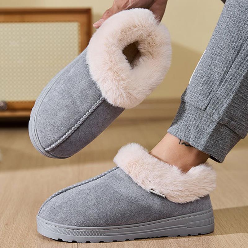 Fashion Classic Faux Suede Plush Slippers Women Indoor Non Slip Warm Cotton Slippers Woman Winter Furry Platform Snow Boots Mujer