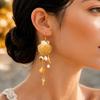 Mermaidcore Large Statement Earrings for Women Gold Color Shell Imitation Pearl Tassel Drop Boho Festival Beach Summer Jewelry