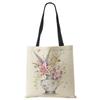 Plant Flowers Shopping Tote Bag Women Canvas Print Shoulder Bag Reusable Harajuku Large Capacity Travel School Handbag CLE