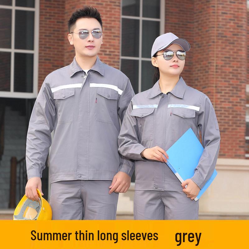Unisex Summer Thin Long-Sleeve Workwear Set - Durable Auto Repair & Engineering Protective Clothing, Customizable