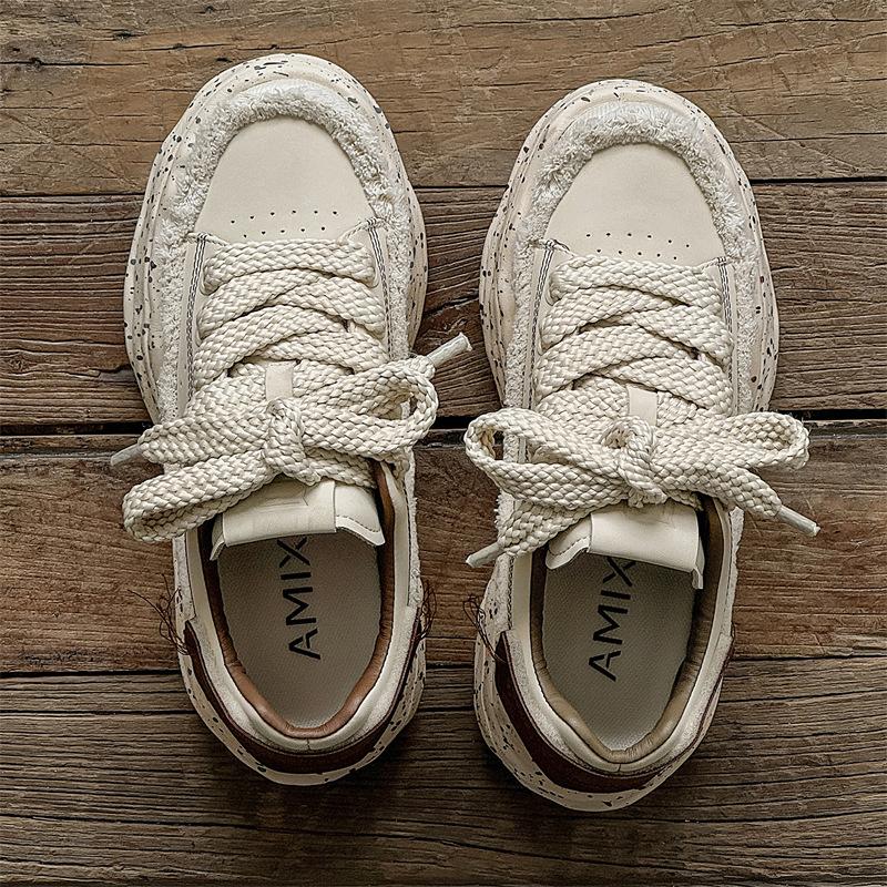 

7 см невидимая внутренняя высота увеличивается чернила брызги пара растворяющиеся туфли дизайнер ретро сращивание ниша повседневная спортивная обувь мужчины Female code 36 бежевый