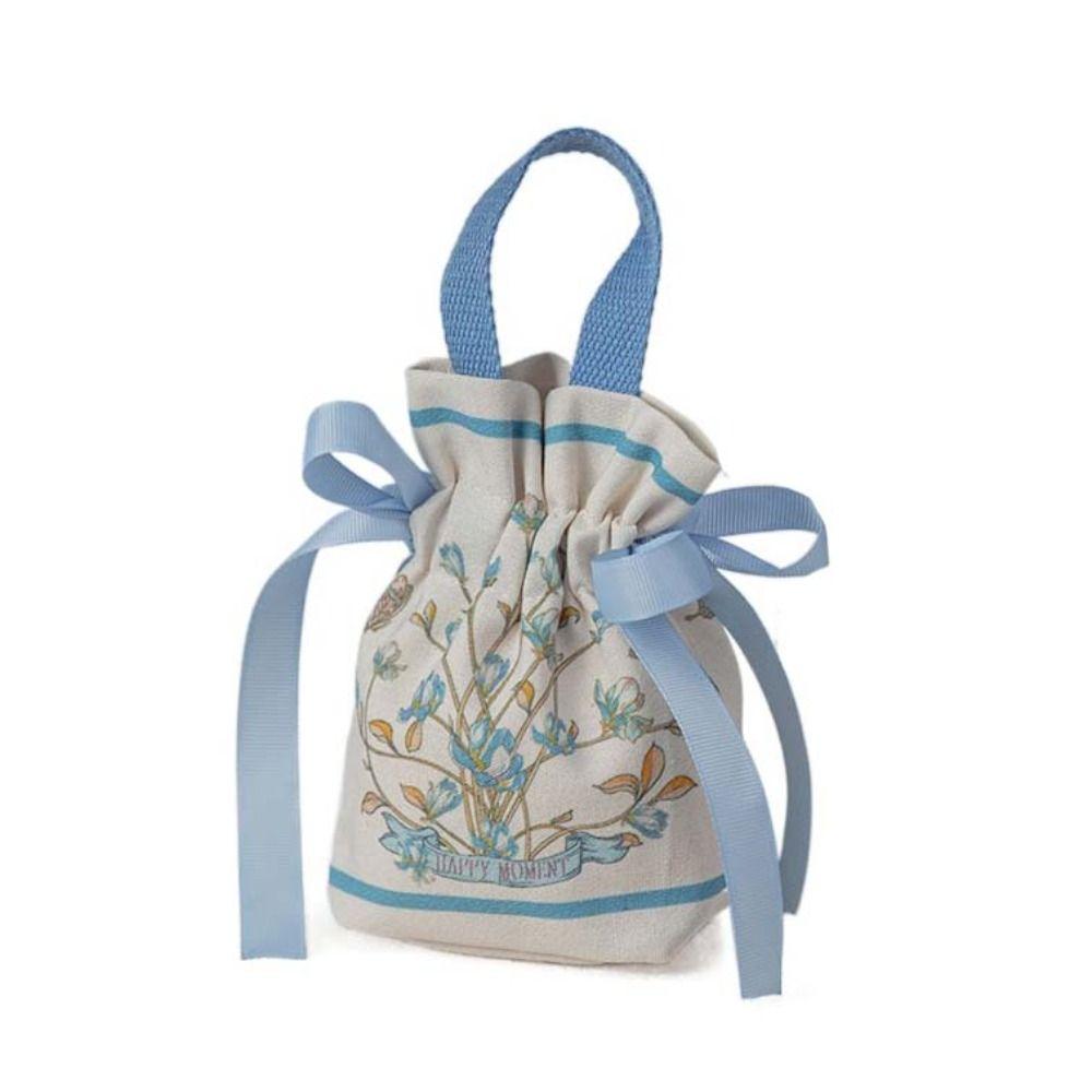 Large Capacity Small Flower Wrist Bag Mesh Flower Festive Sugar Bag Sweet Bowknot Handbag  Wedding