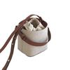 South Korea Dongdaemun new ins summer new canvas leather bucket bag contrasting small bag shoulder messenger women's bag