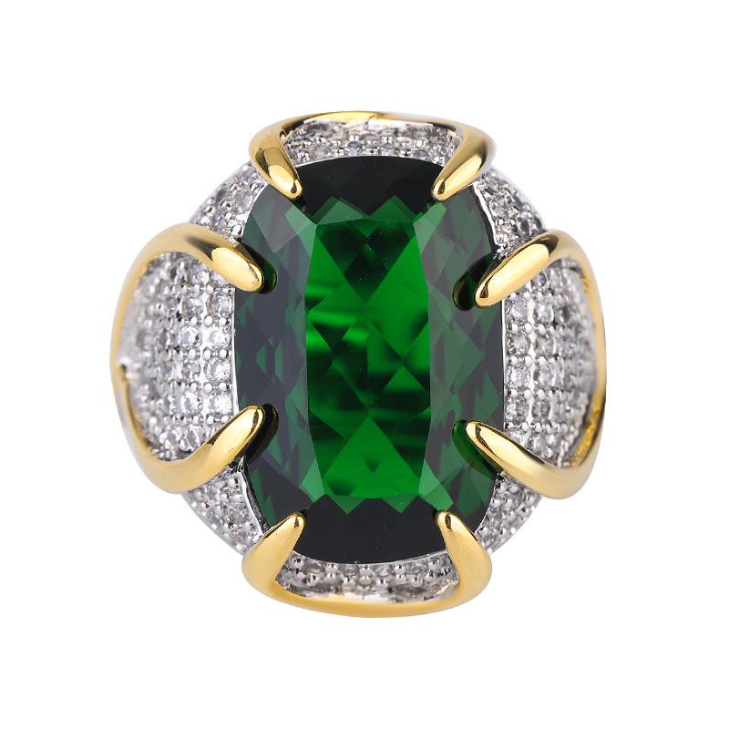 Retro Sapphire Living Ring Texture Hot Imitation Color Treasure Emerald Blue Candy Tower Main Stone